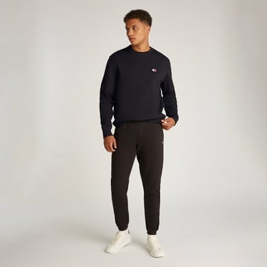  Tommy Jeans Reg Badge Crew Ext Erkek Siyah Sweatshirt