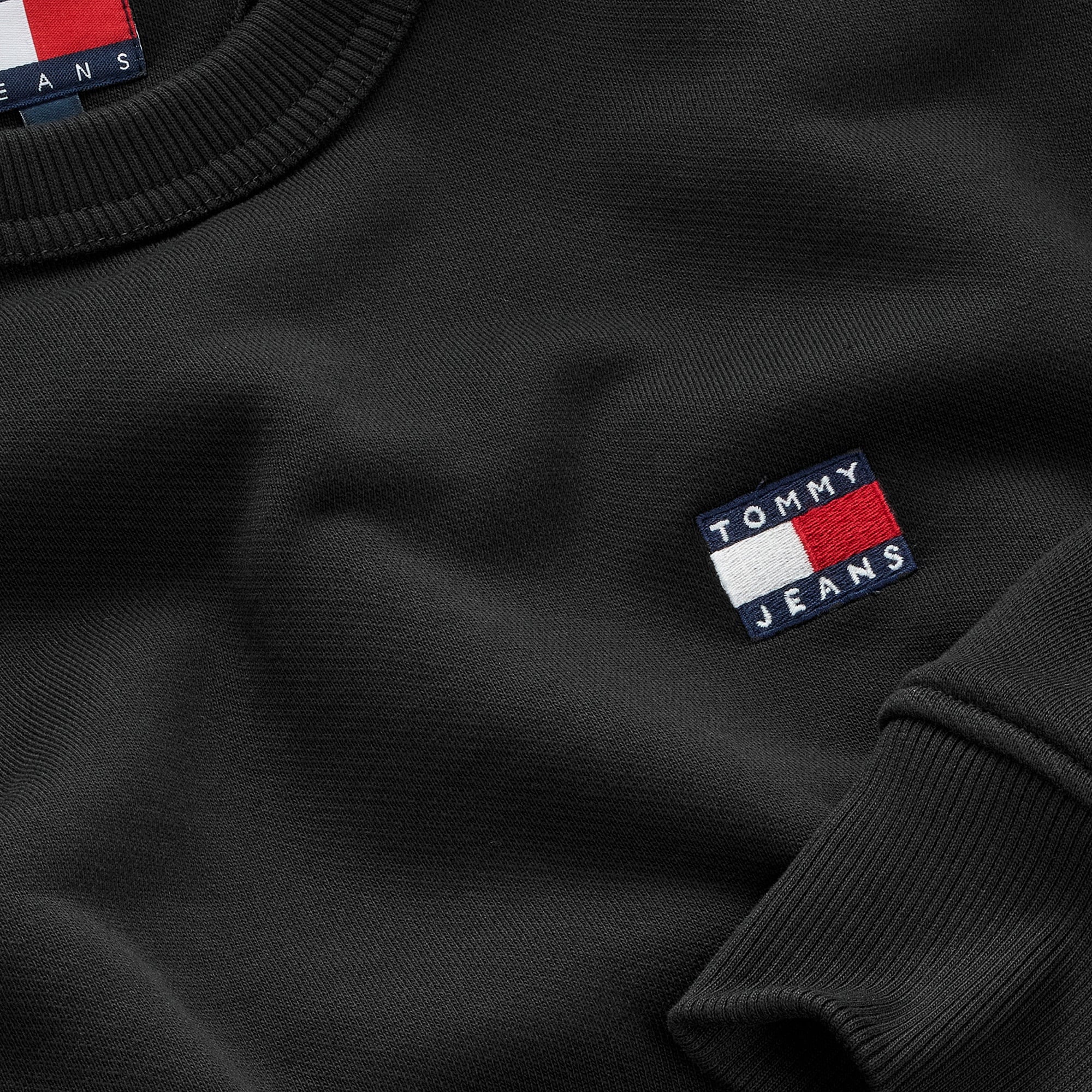 Tommy Jeans Reg Badge Crew Ext Erkek Siyah Sweatshirt