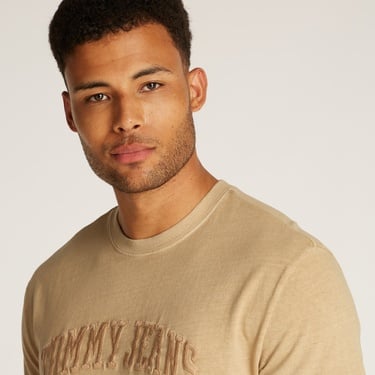  Tommy Jeans Reg Vintage Varsity Erkek Bej T-Shirt