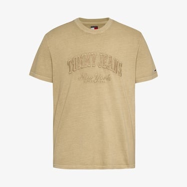  Tommy Jeans Reg Vintage Varsity Erkek Bej T-Shirt