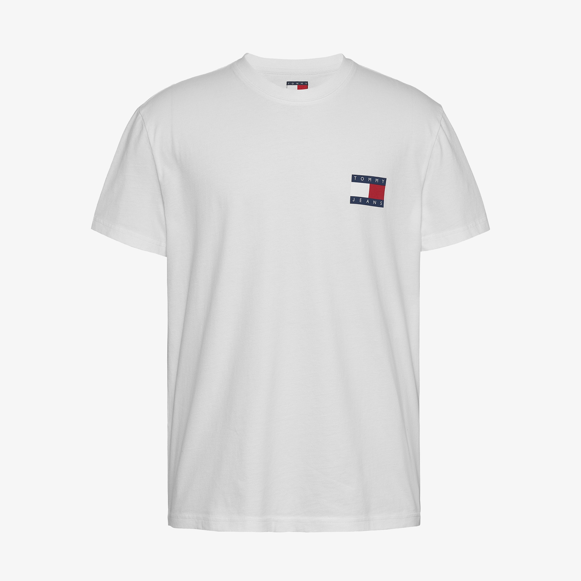 Tommy Jeans Reg Heritage Flag Ext Erkek Beyaz T-Shirt