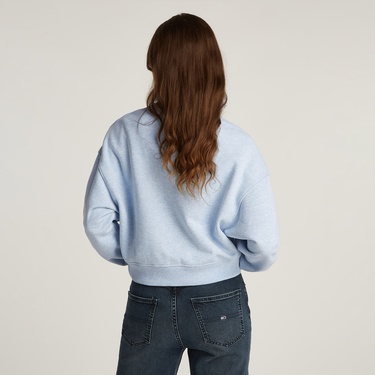  Tommy Jeans Badge 1/4 Zip Kadın Lacivert Sweatshirt