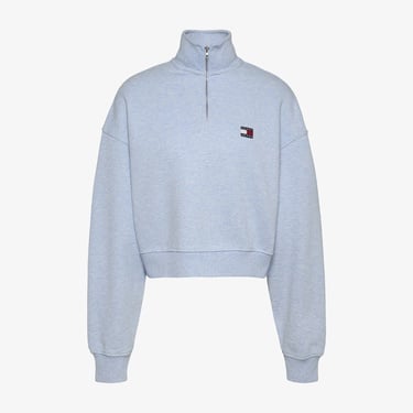  Tommy Jeans Badge 1/4 Zip Kadın Lacivert Sweatshirt