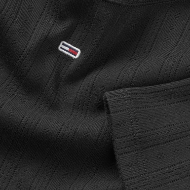  Tommy Jeans Slim Pointelle Rib Kadın Siyah T-Shirt