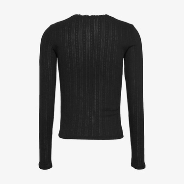  Tommy Jeans Slim Pointelle Rib Kadın Siyah T-Shirt