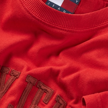  Tommy Jeans Reg Vintage Varsity Erkek Kırmızı T-Shirt