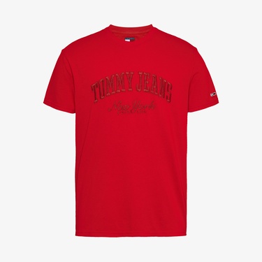  Tommy Jeans Reg Vintage Varsity Erkek Kırmızı T-Shirt