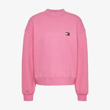  Tommy Jeans Bxy Badge Crew Kadın Pembe Sweatshirt