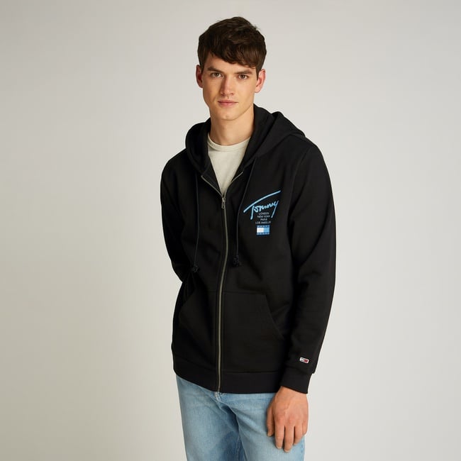  Tommy Jeans Reg Sig Twist Zipthru Ext Erkek Siyah Sweatshirt