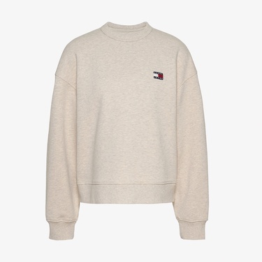  Tommy Jeans Bxy Badge Crew Kadın Bej Sweatshirt