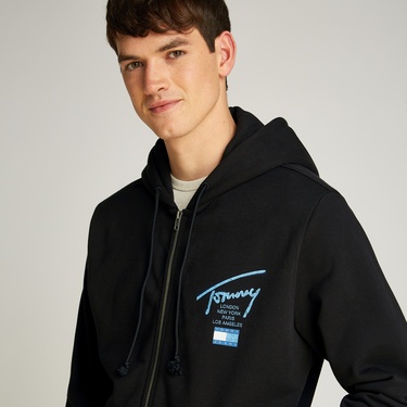  Tommy Jeans Reg Sig Twist Zipthru Ext Erkek Siyah Sweatshirt