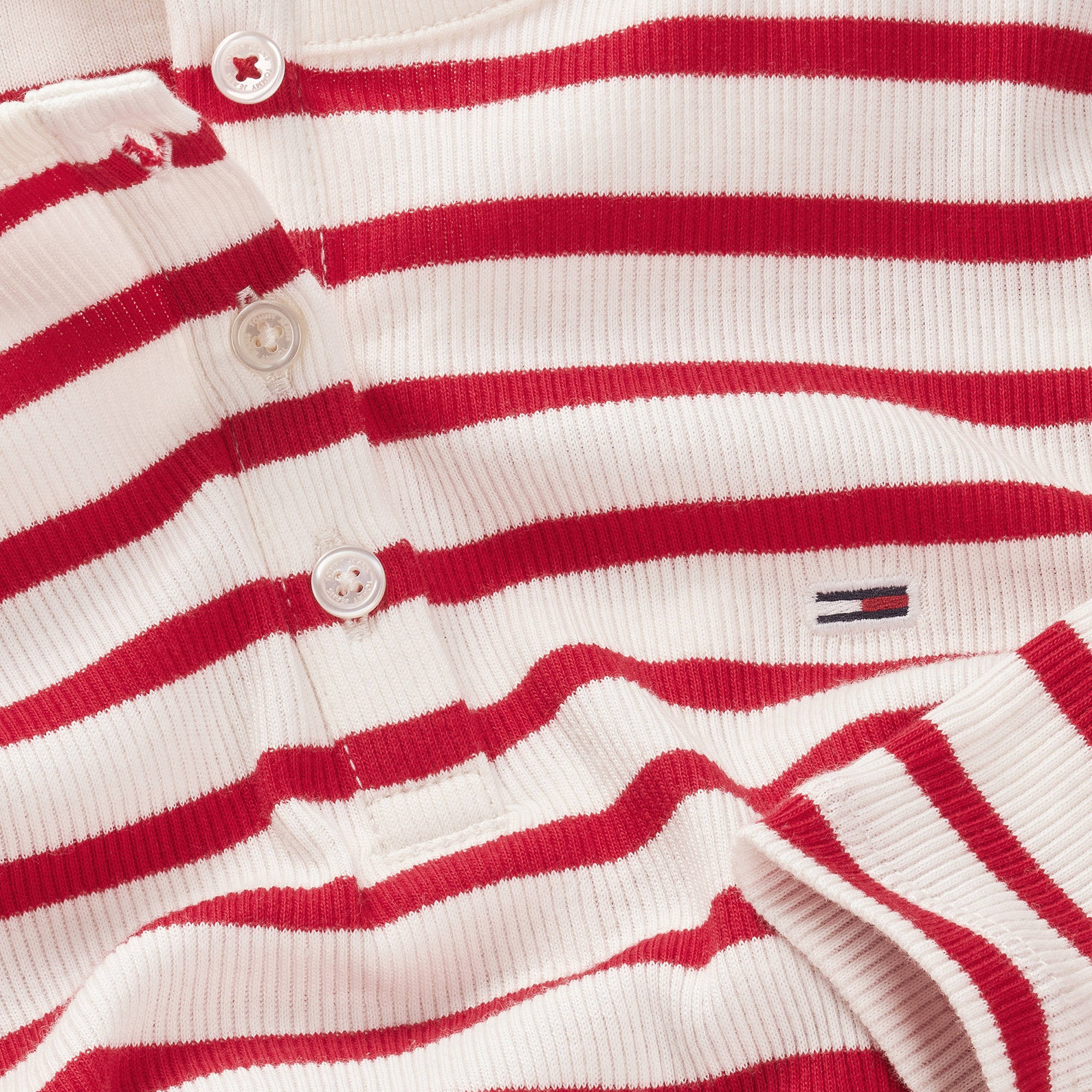 Tommy Jeans Button Rib C-Neck Kadın Kırmızı T-Shirt