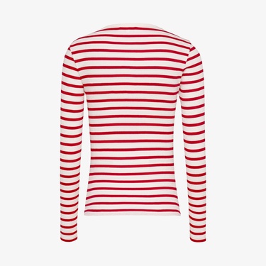  Tommy Jeans Button Rib C-Neck Kadın Kırmızı T-Shirt