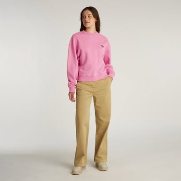  Tommy Jeans Bxy Badge Crew Kadın Pembe Sweatshirt