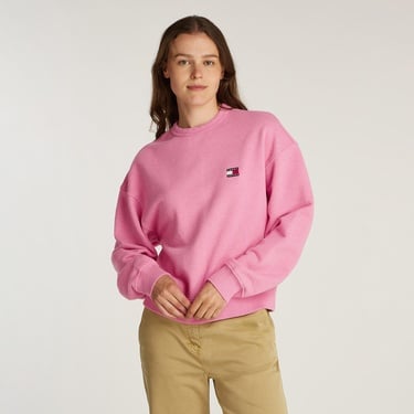  Tommy Jeans Bxy Badge Crew Kadın Pembe Sweatshirt