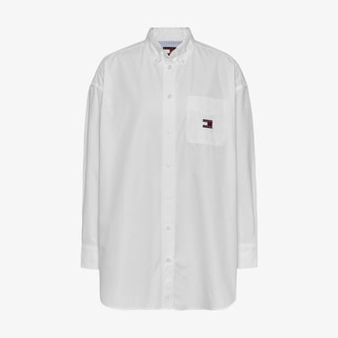  Tommy Jeans Ovs Badge Poplin Ext Kadın Beyaz Gömlek
