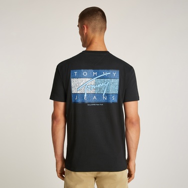  Tommy Jeans Reg Rwb Flag Ext Erkek Siyah T-Shirt