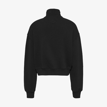  Tommy Jeans Badge 1/4 Zip Kadın Siyah Sweatshirt