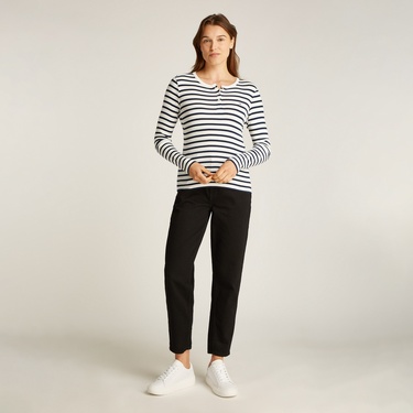  Tommy Jeans Button Rib C-Neck Kadın Mavi T-Shirt