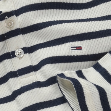  Tommy Jeans Button Rib C-Neck Kadın Mavi T-Shirt