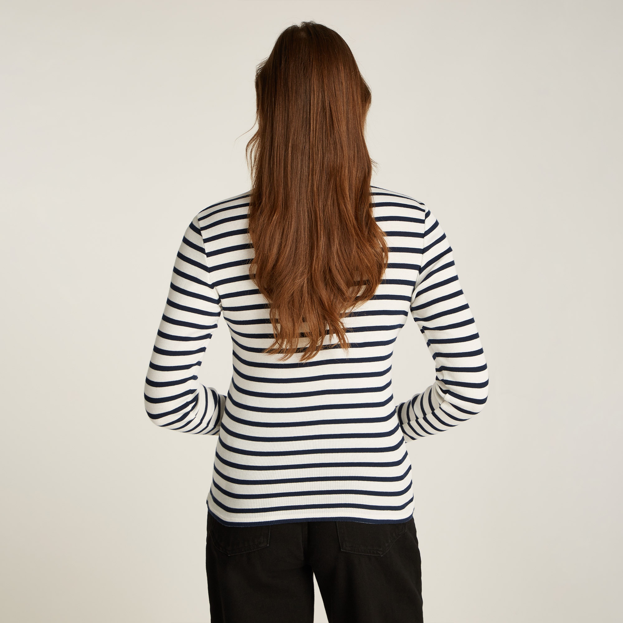 Tommy Jeans Button Rib C-Neck Kadın Mavi T-Shirt