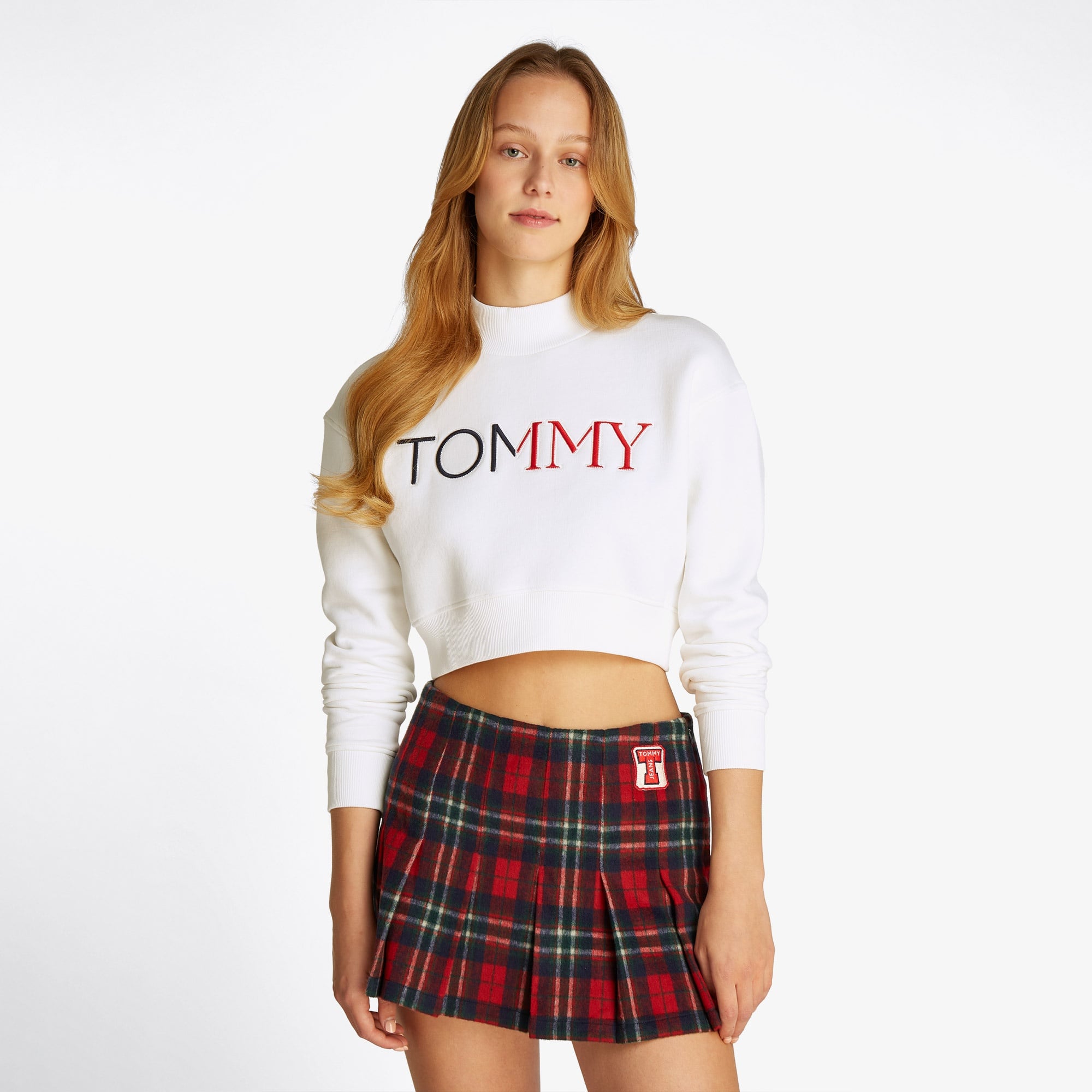 Tommy Jeans Crop Rwb Kadın Beyaz Sweatshirt