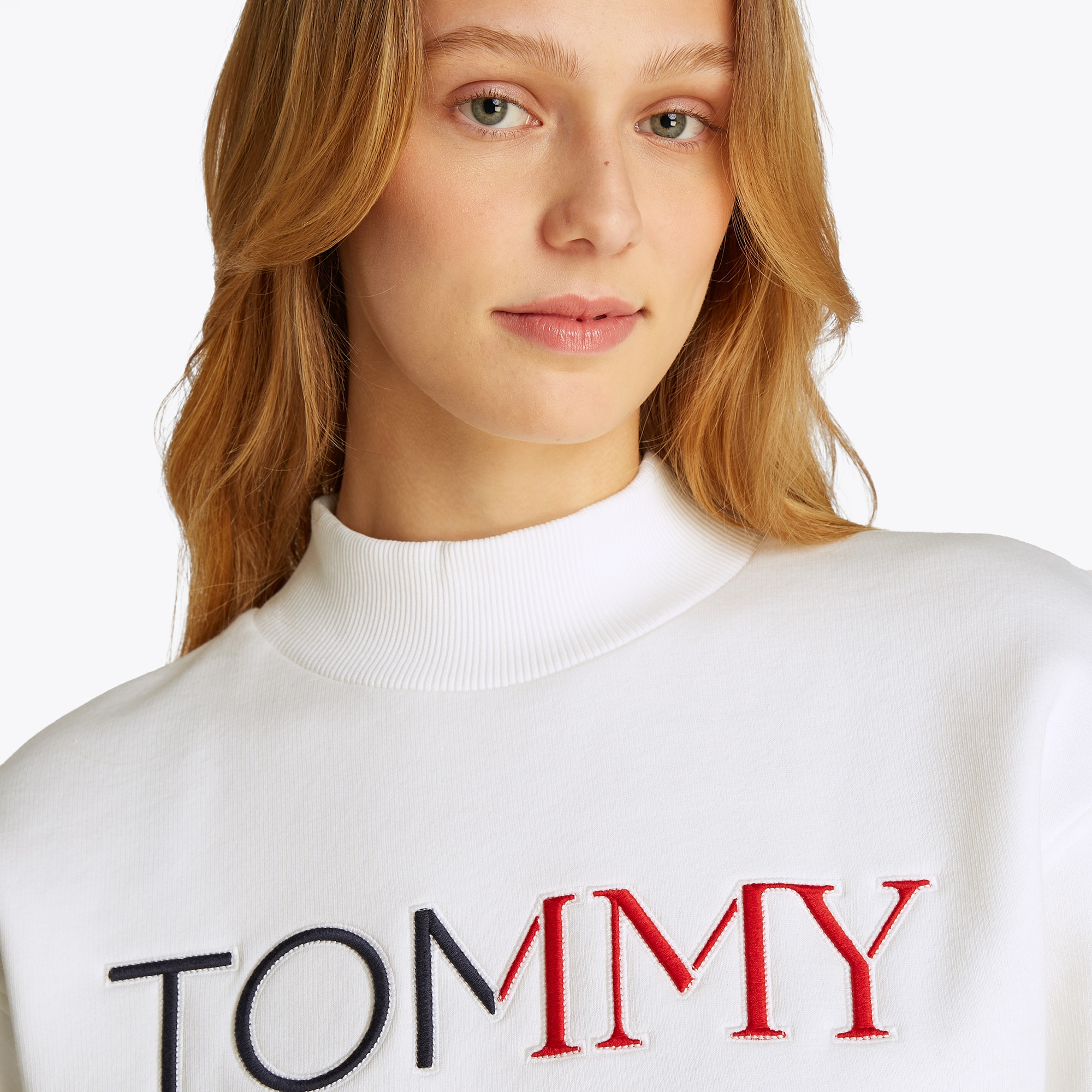Tommy Jeans Crop Rwb Kadın Beyaz Sweatshirt