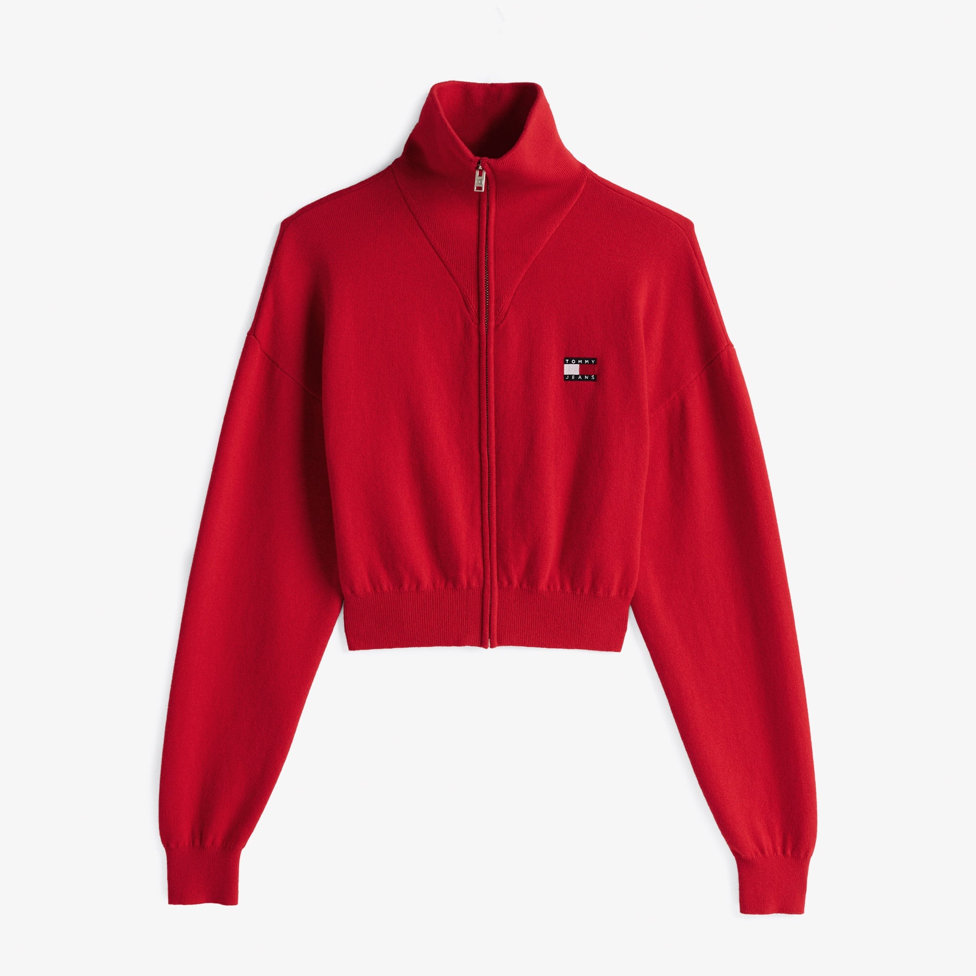 Tommy Jeans Crp Badge Zip Thru Cardigan Kadın Kırmızı Kazak