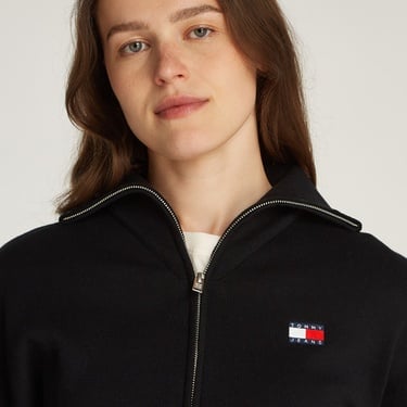  Tommy Jeans Badge Zip Cardigan Kadın Siyah Hırka