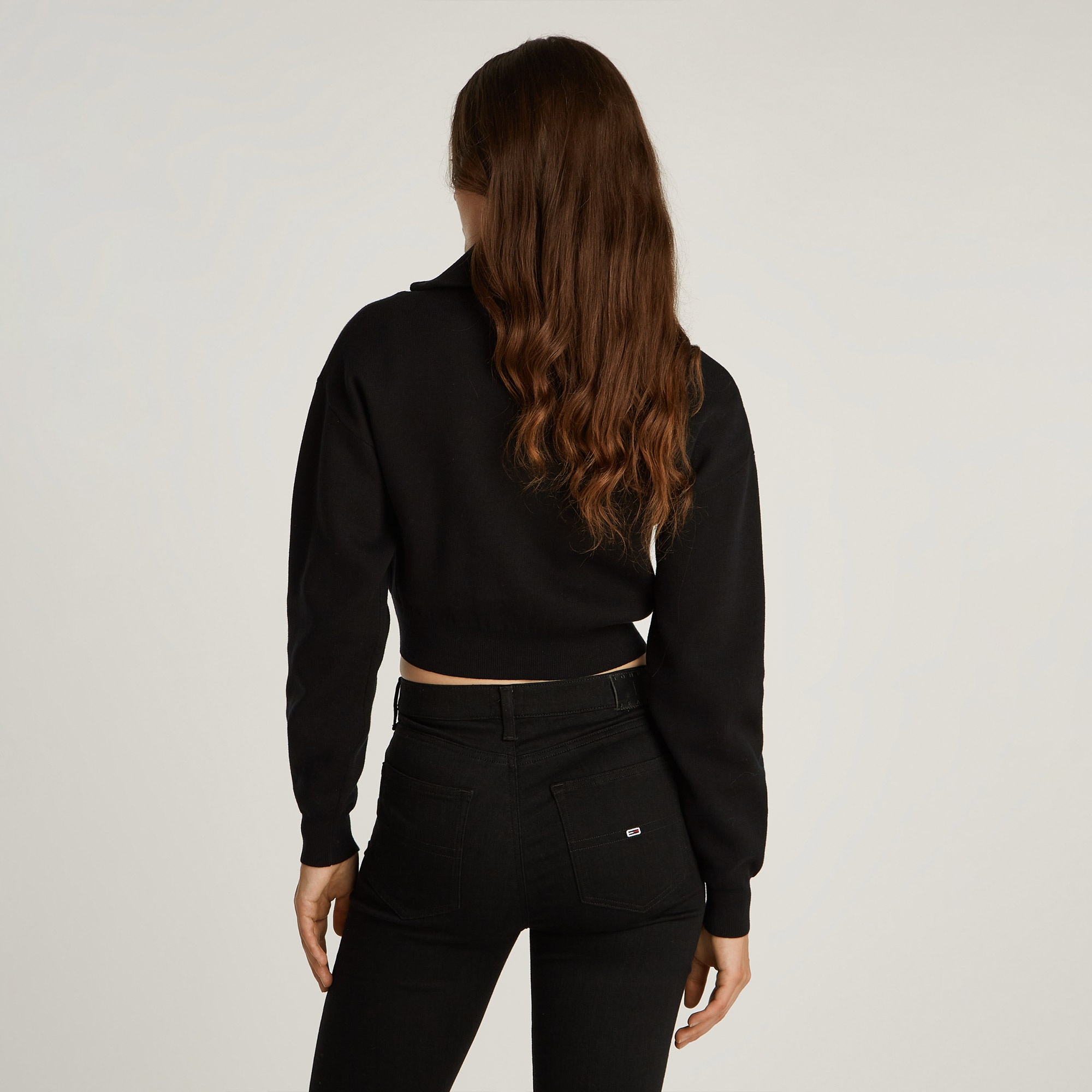 Tommy Jeans Badge Zip Cardigan Kadın Siyah Hırka