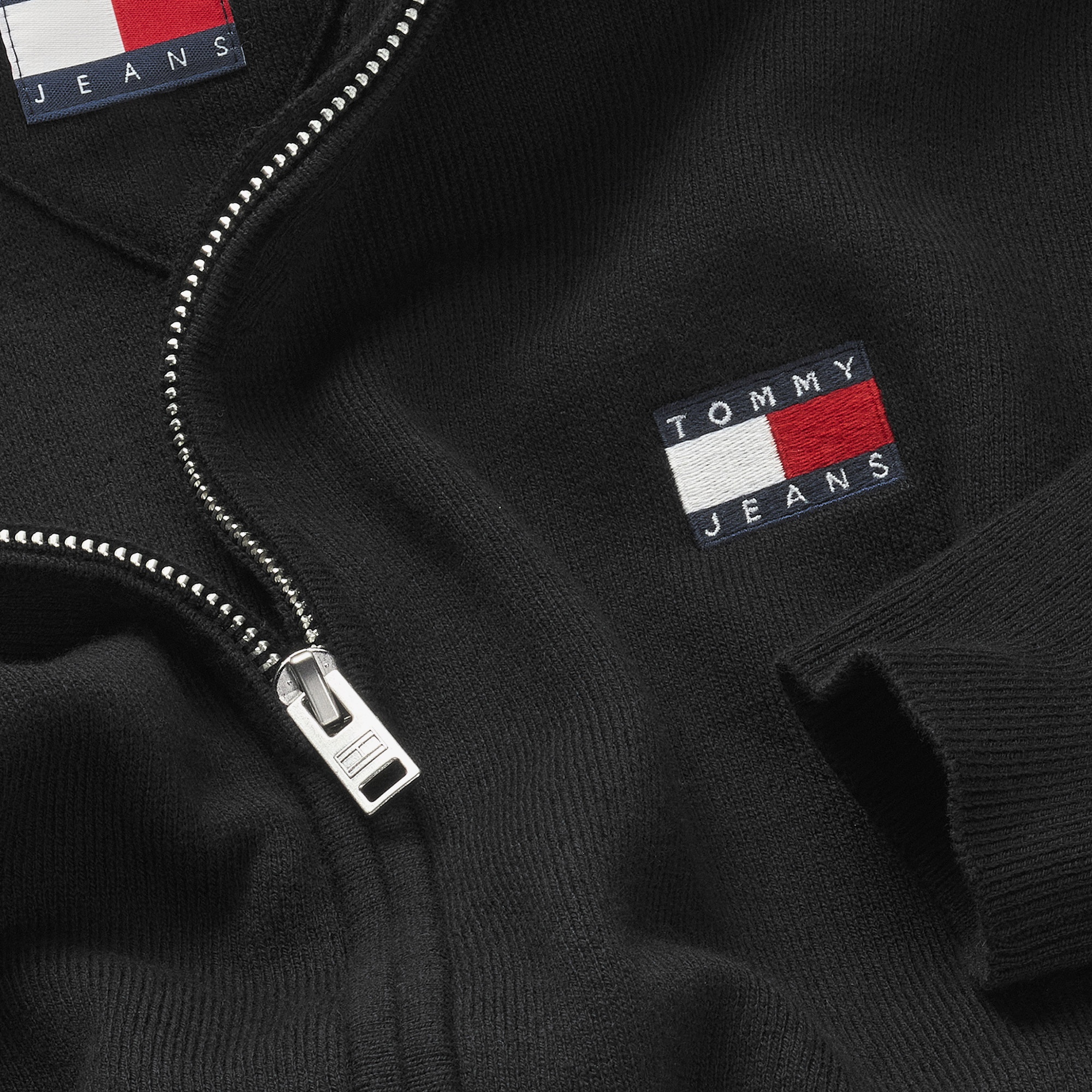 Tommy Jeans Badge Zip Cardigan Kadın Siyah Hırka