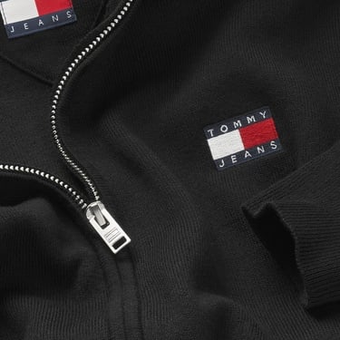  Tommy Jeans Badge Zip Cardigan Kadın Siyah Hırka