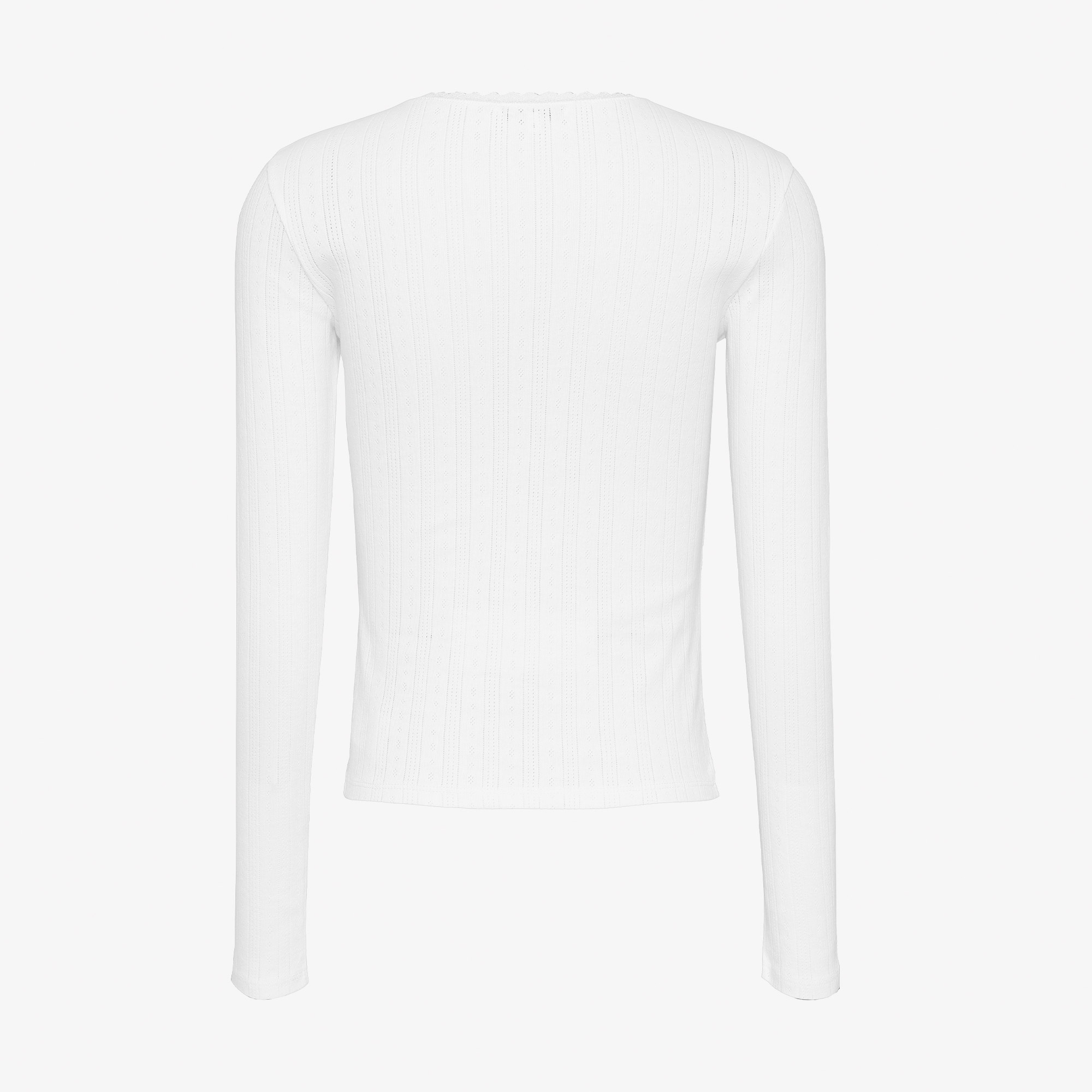 Tommy Jeans Slim Pointelle Rib Kadın Beyaz T-Shirt