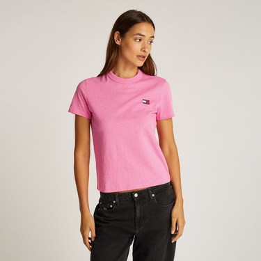  Tommy Jeans Reg Badge Kadın Pembe T-Shirt