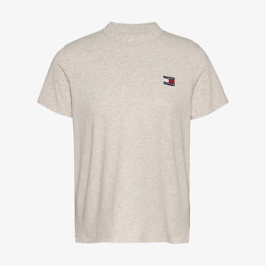  Tommy Jeans Reg Badge Kadın Bej T-Shirt