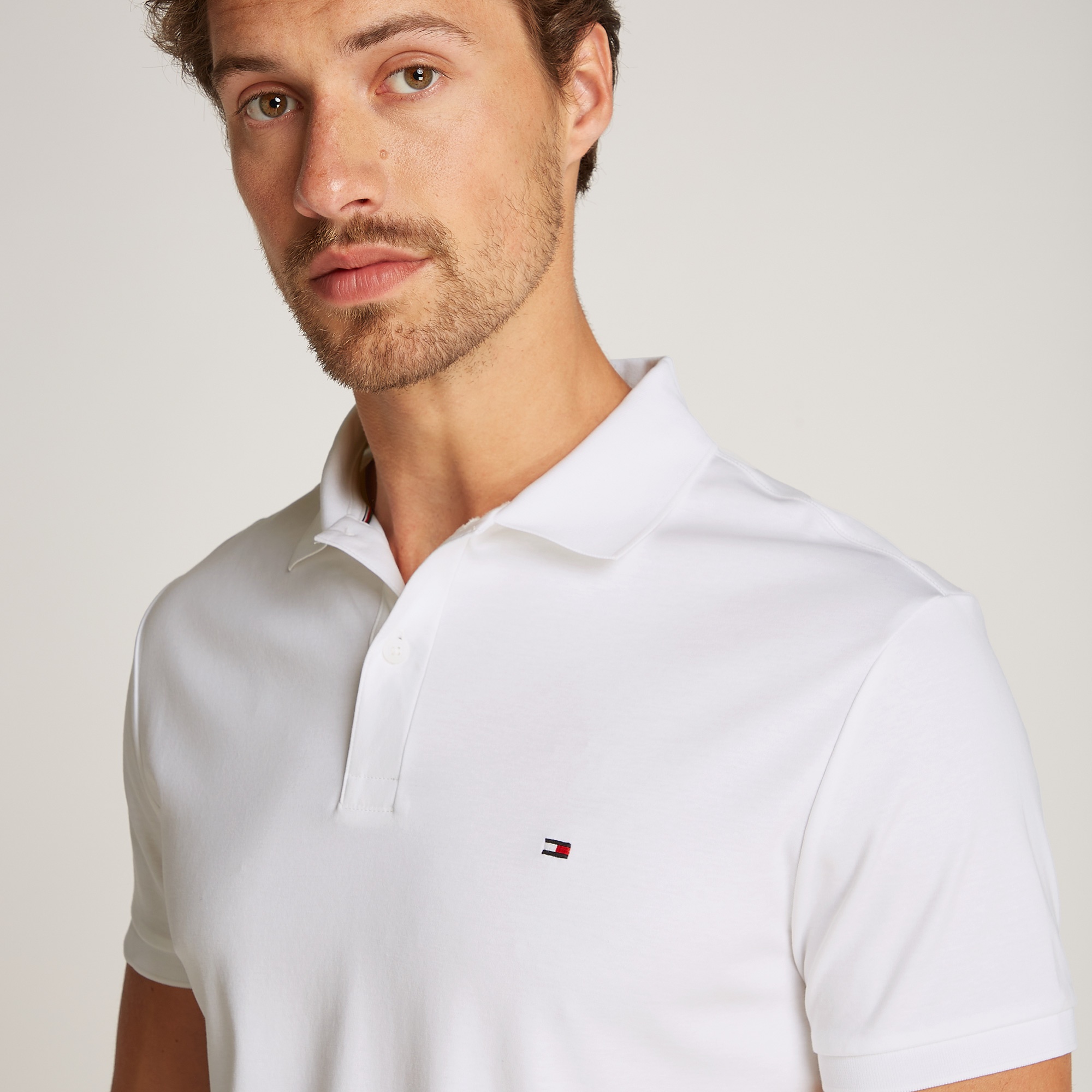 Tommy Hilfiger Liquid Cotton Essential Reg Erkek Beyaz Polo