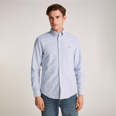  Tommy Hilfiger Solid Heritage Oxford Erkek Mavi Gömlek