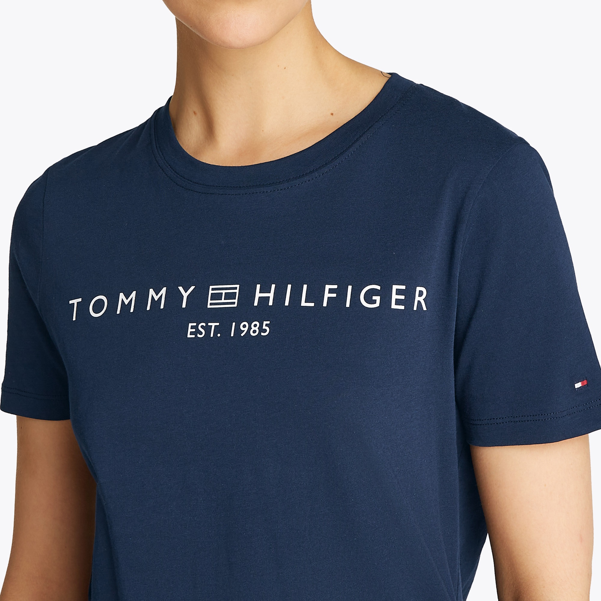 Tommy Hilfiger Reg Corp Logo Kadın Lacivert T-Shirt