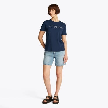  Tommy Hilfiger Reg Corp Logo Kadın Lacivert T-Shirt