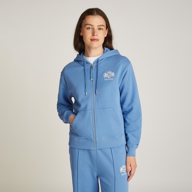  Tommy Hilfiger Reg Varsity Zip Kadın Mavi Sweatshirt