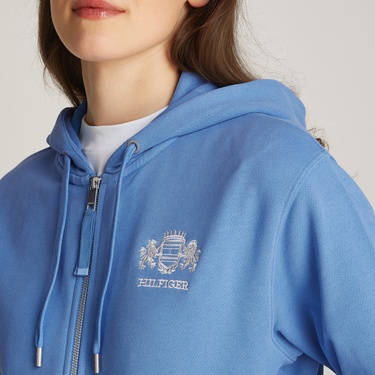 Tommy Hilfiger Reg Varsity Zip Kadın Mavi Sweatshirt