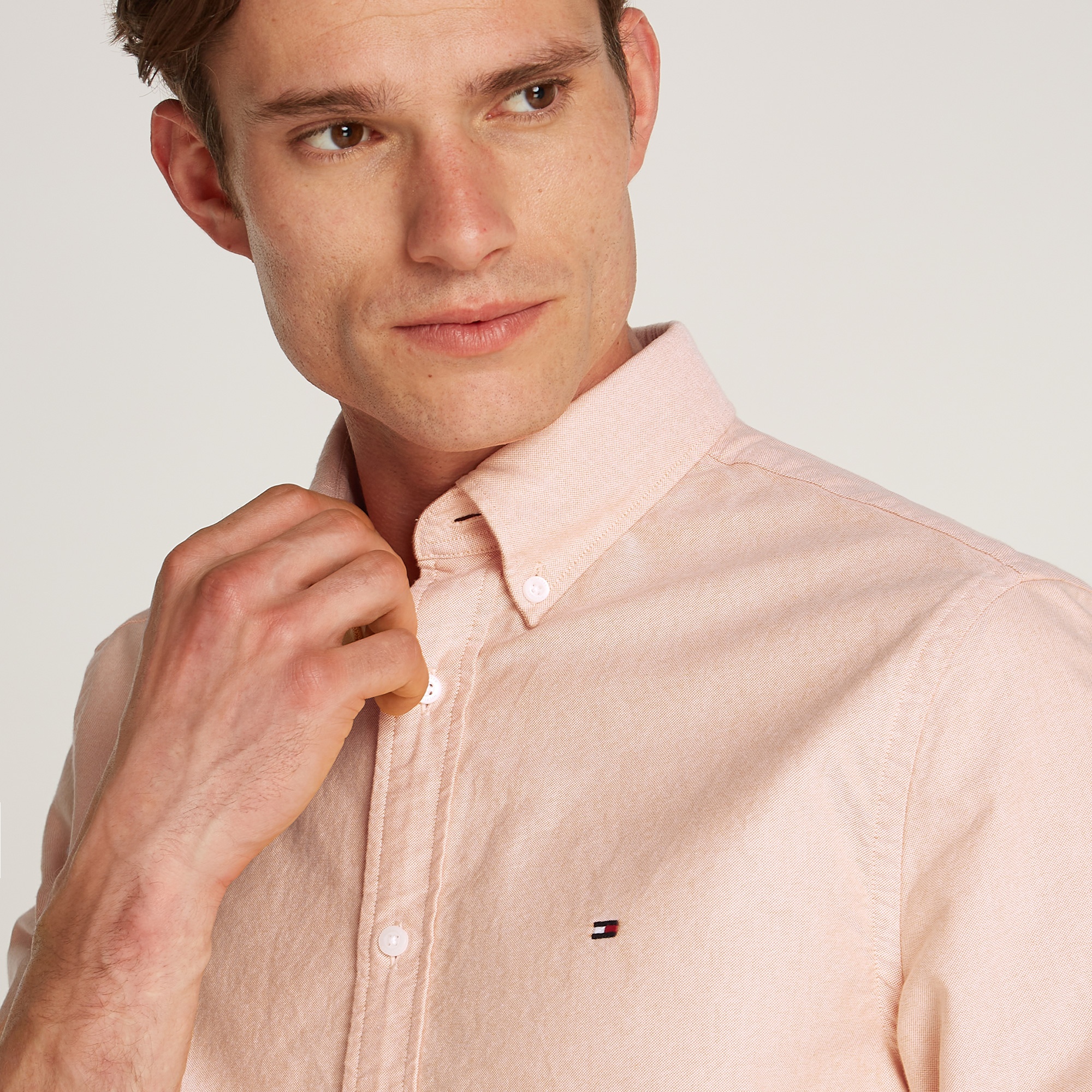 Tommy Hilfiger Solid Heritage Oxford Erkek Turuncu Gömlek