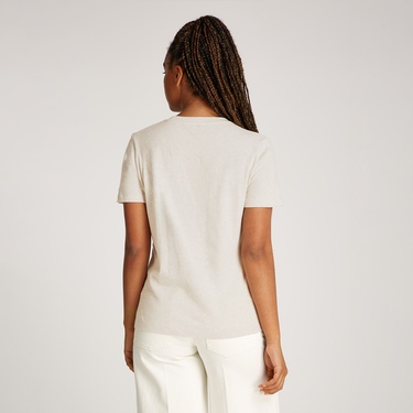  Tommy Hilfiger Reg Corp Logo C-Nk Kadın Kahverengi T-Shirt