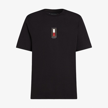  Tommy Hilfiger Vertical Flag Erkek Siyah T-Shirt