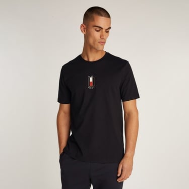  Tommy Hilfiger Vertical Flag Erkek Siyah T-Shirt
