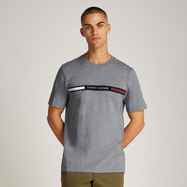  Tommy Hilfiger Chest Insert Erkek Gri T-Shirt
