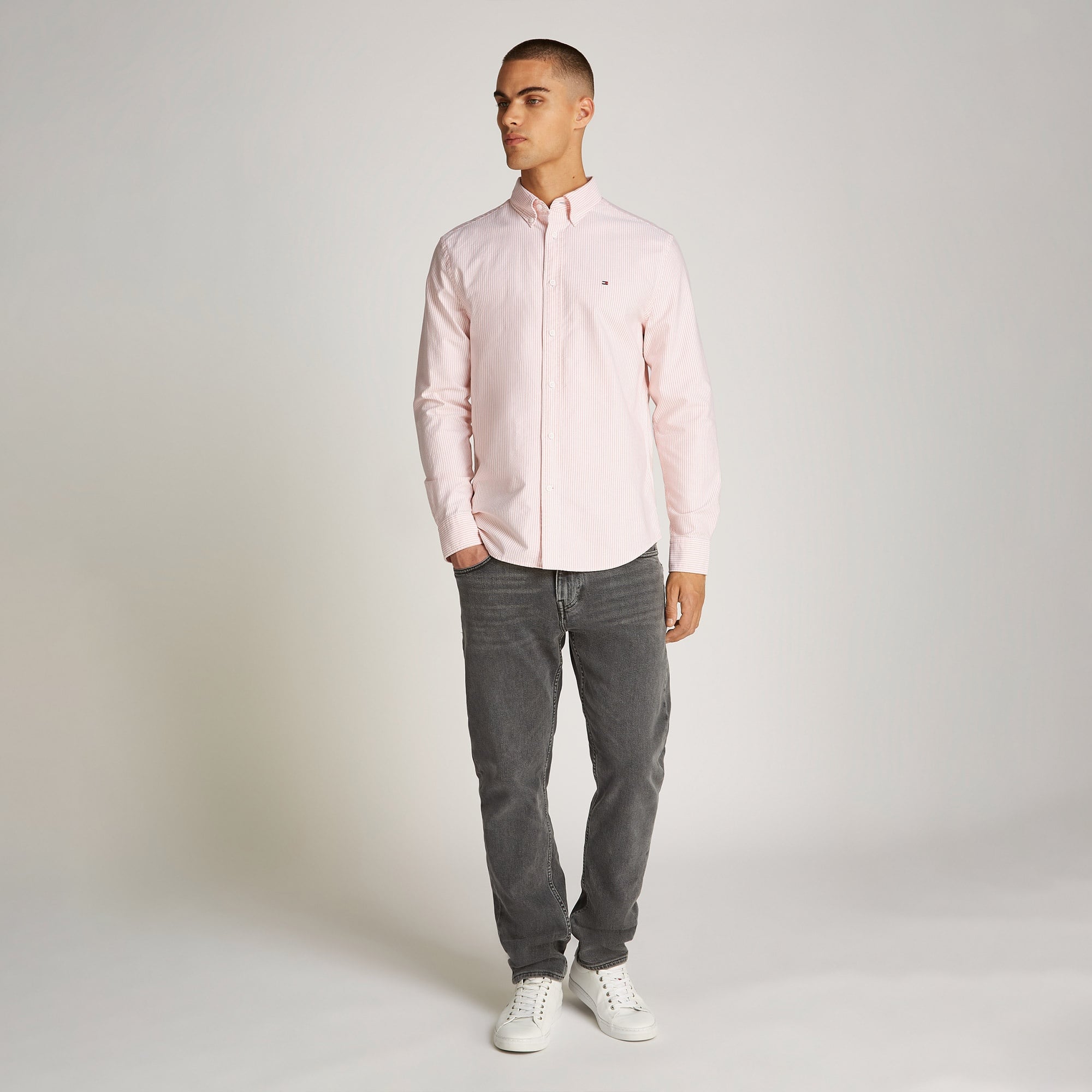 Tommy Hilfiger Heritage Oxford Stripe Erkek Pembe Gömlek