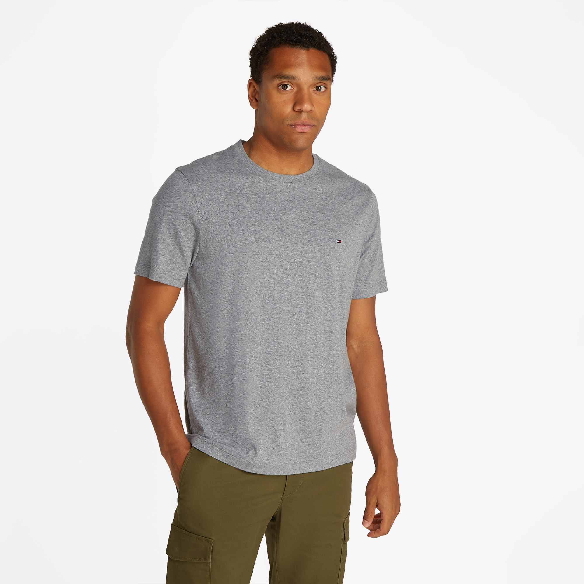 Tommy Hilfiger Essential Reg Fit Heather Erkek Gri T-Shirt