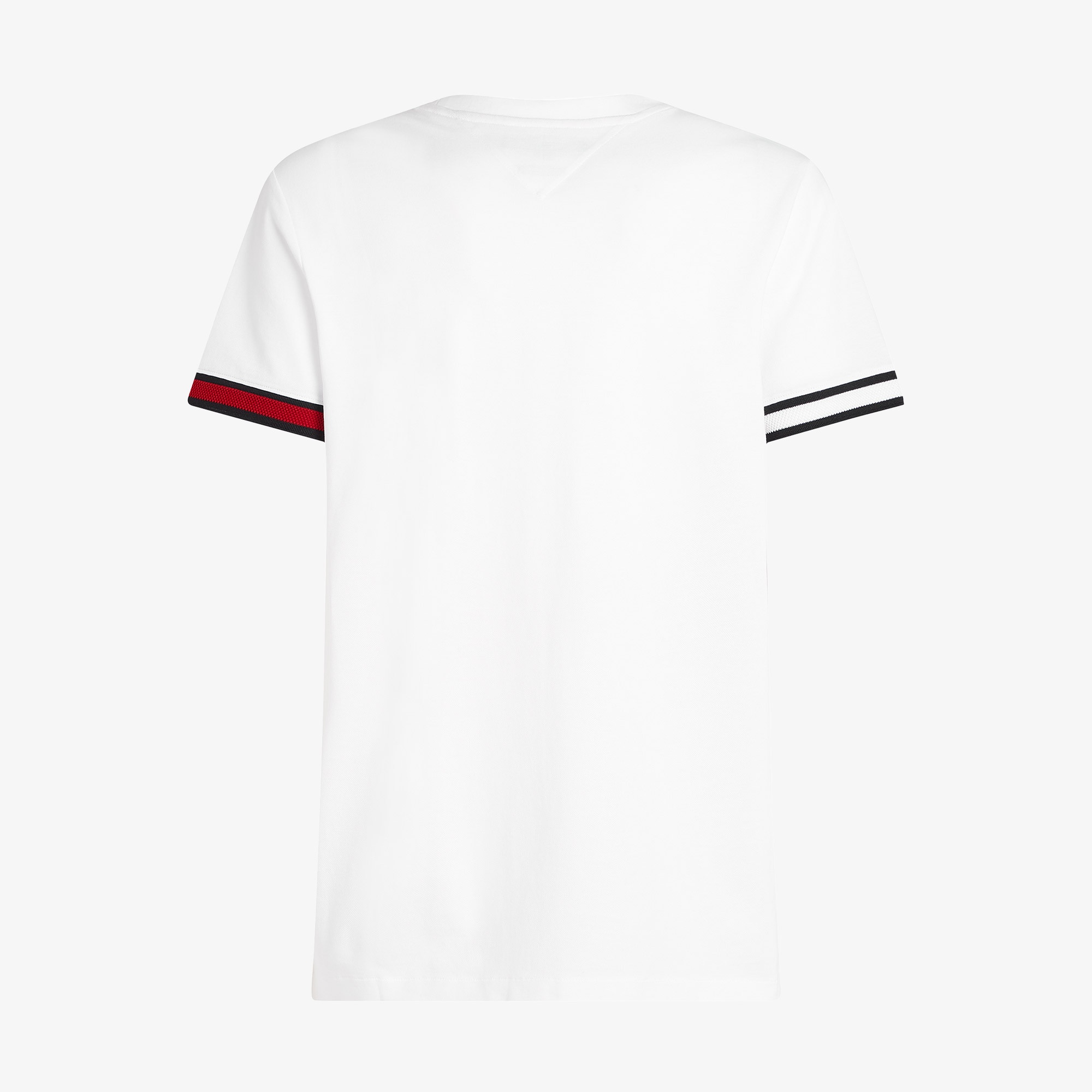Tommy Hilfiger Global Stripe Flag Cuff Erkek Beyaz T-Shirt