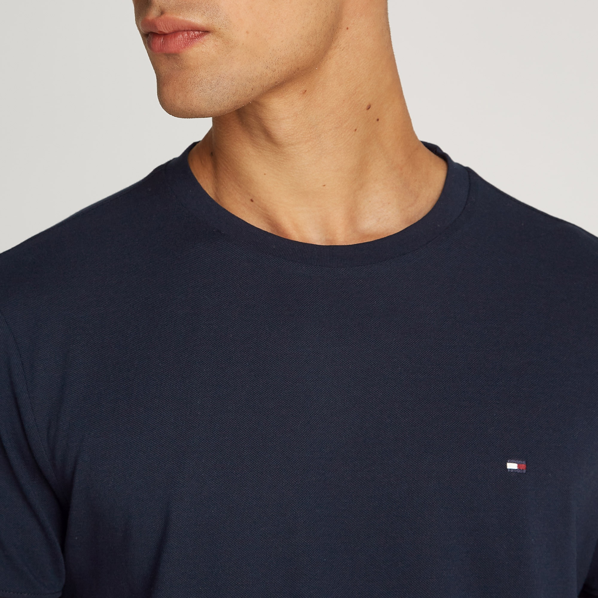 Tommy Hilfiger Global Stripe Flag Cuff Erkek Mavi T-Shirt